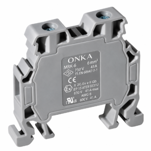 Bornera ONKA MRK 6 mm² Gris Tipo Tornillo para Riel DIN